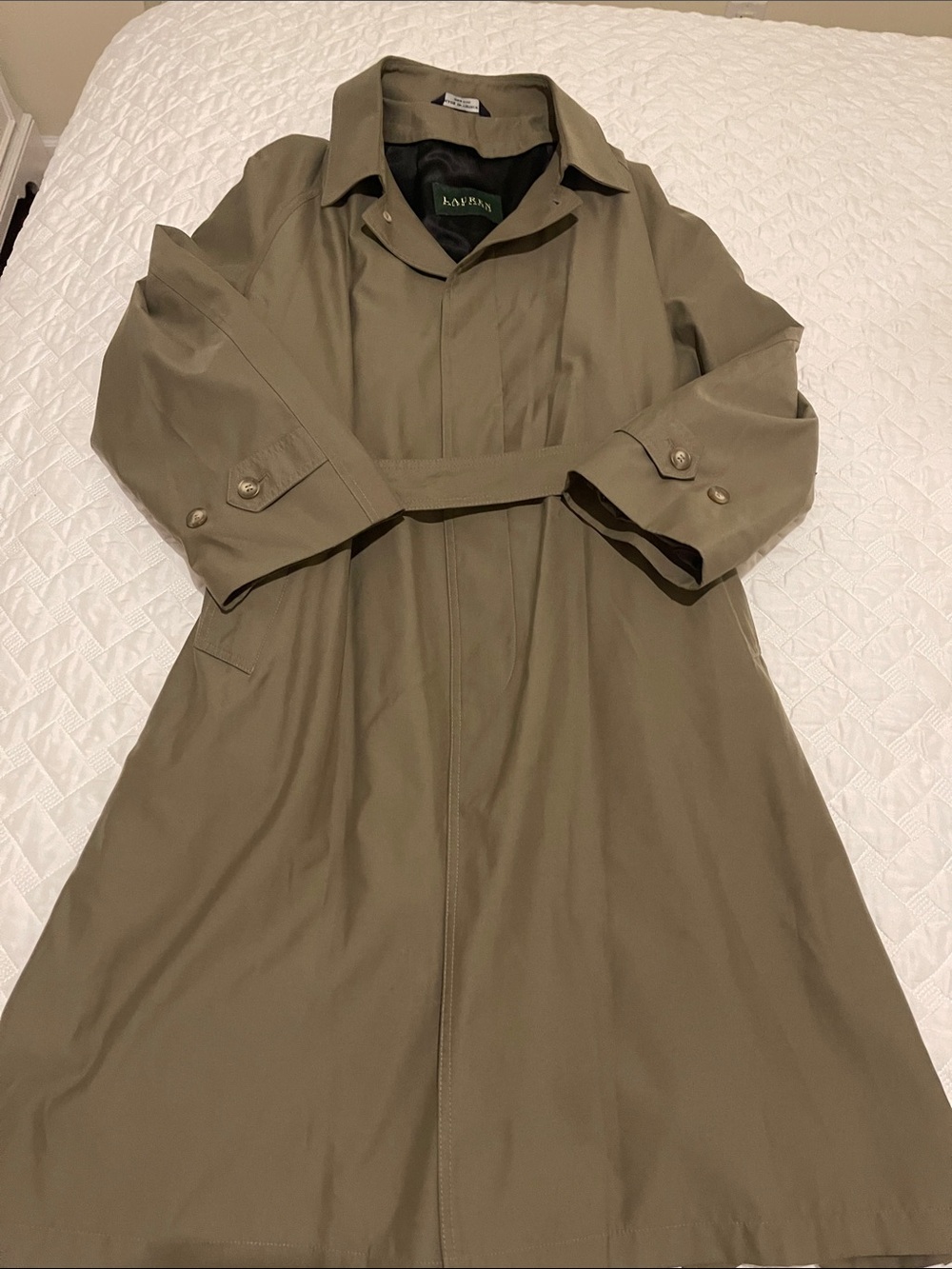 Vintage Lauren Ralph Lauren Olive belted trench coat 40R